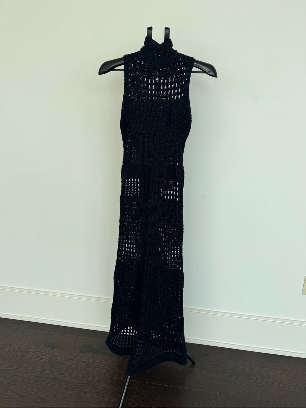 Theory Navy Crochet Sleeveless Maxi Dress